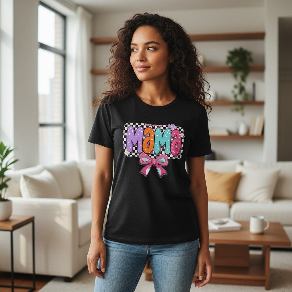 Womens Coquette Mama Shirt Cute Bow Graphic Mothers Day Gift Tee