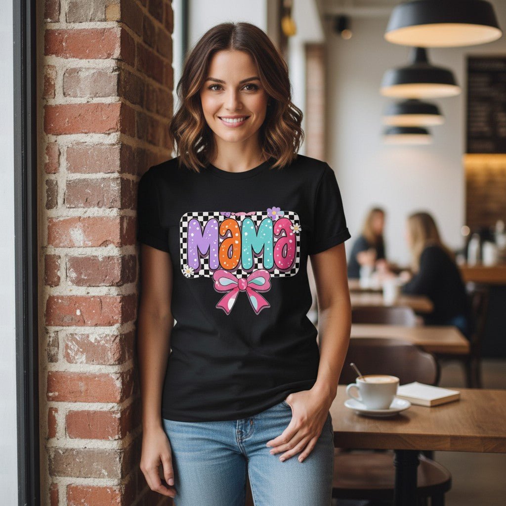 Womens Coquette Mama Shirt Cute Bow Graphic Mothers Day Gift Tee
