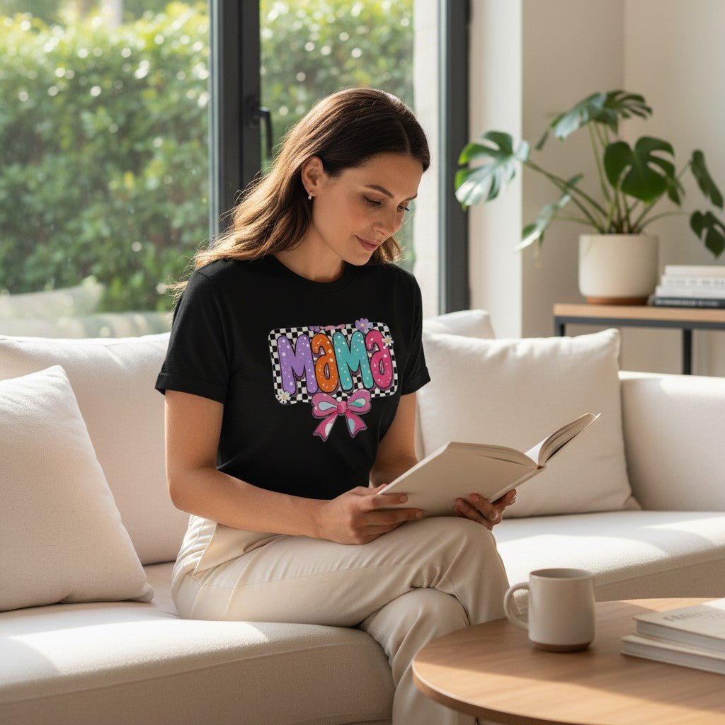 Womens Coquette Mama Shirt Cute Bow Graphic Mothers Day Gift Tee