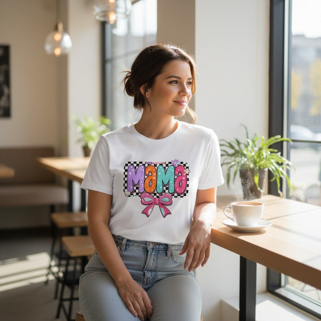 Womens Coquette Mama Shirt Cute Bow Graphic Mothers Day Gift Tee