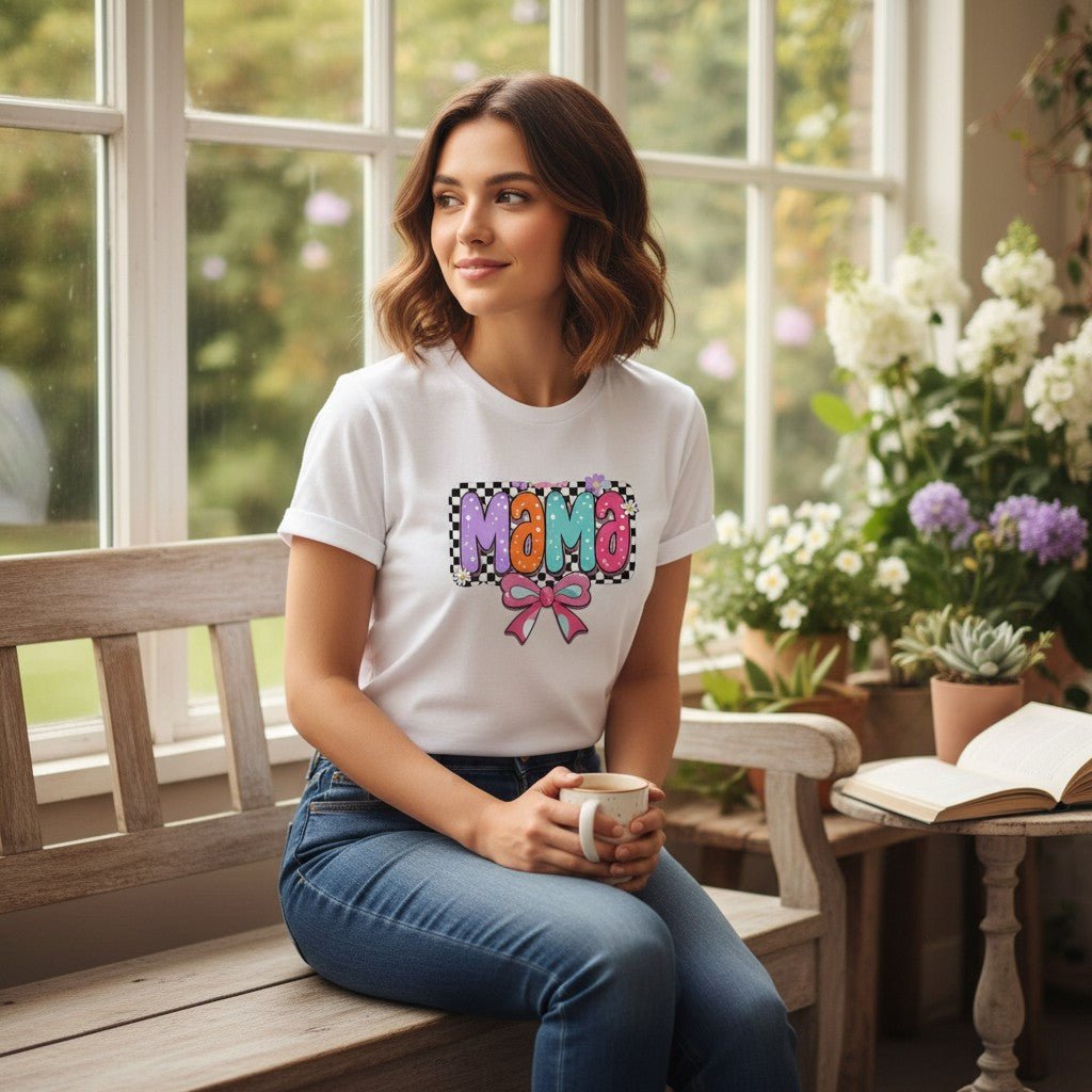 Womens Coquette Mama Shirt Cute Bow Graphic Mothers Day Gift Tee