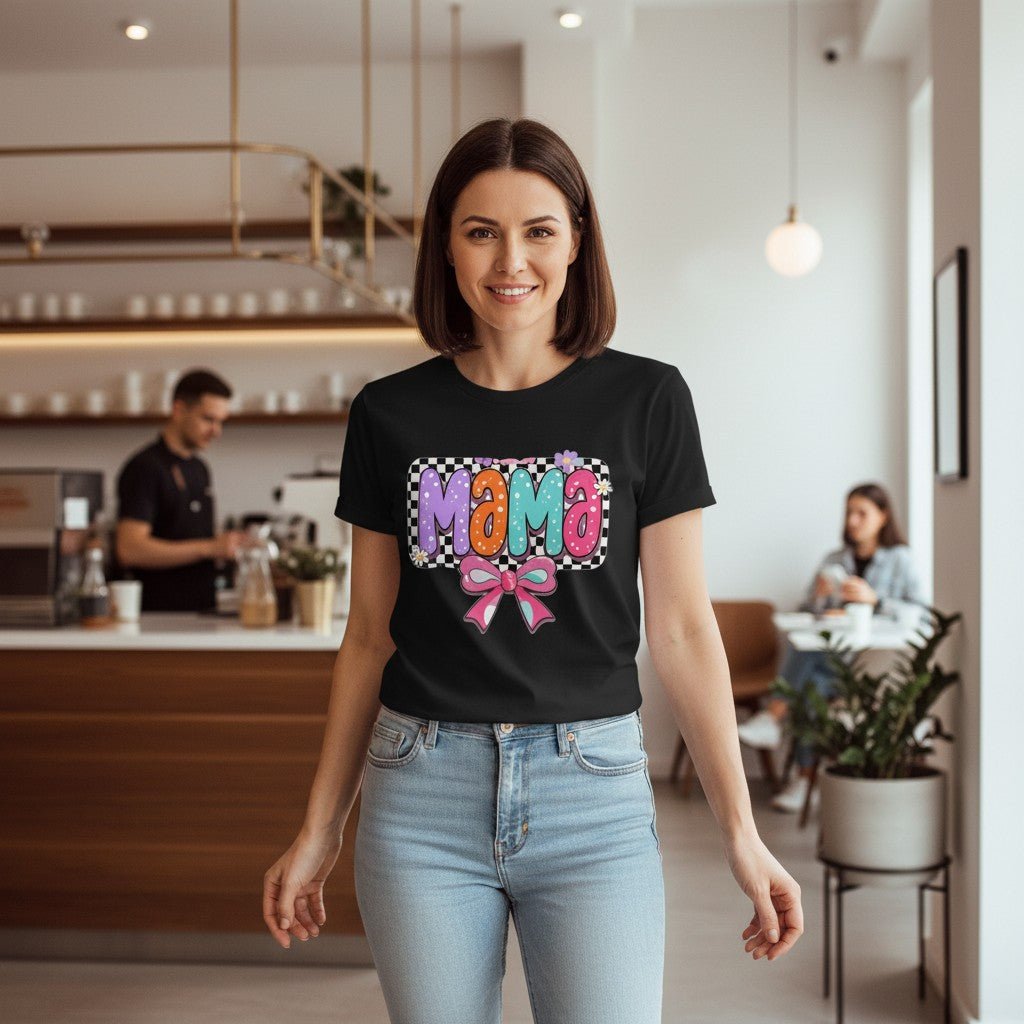 Womens Coquette Mama Shirt Cute Bow Graphic Mothers Day Gift Tee