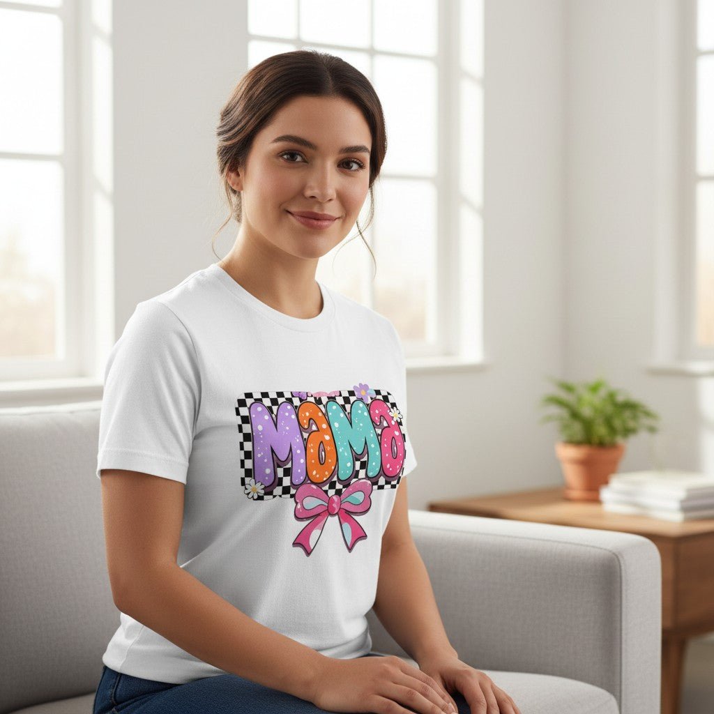 Womens Coquette Mama Shirt Cute Bow Graphic Mothers Day Gift Tee