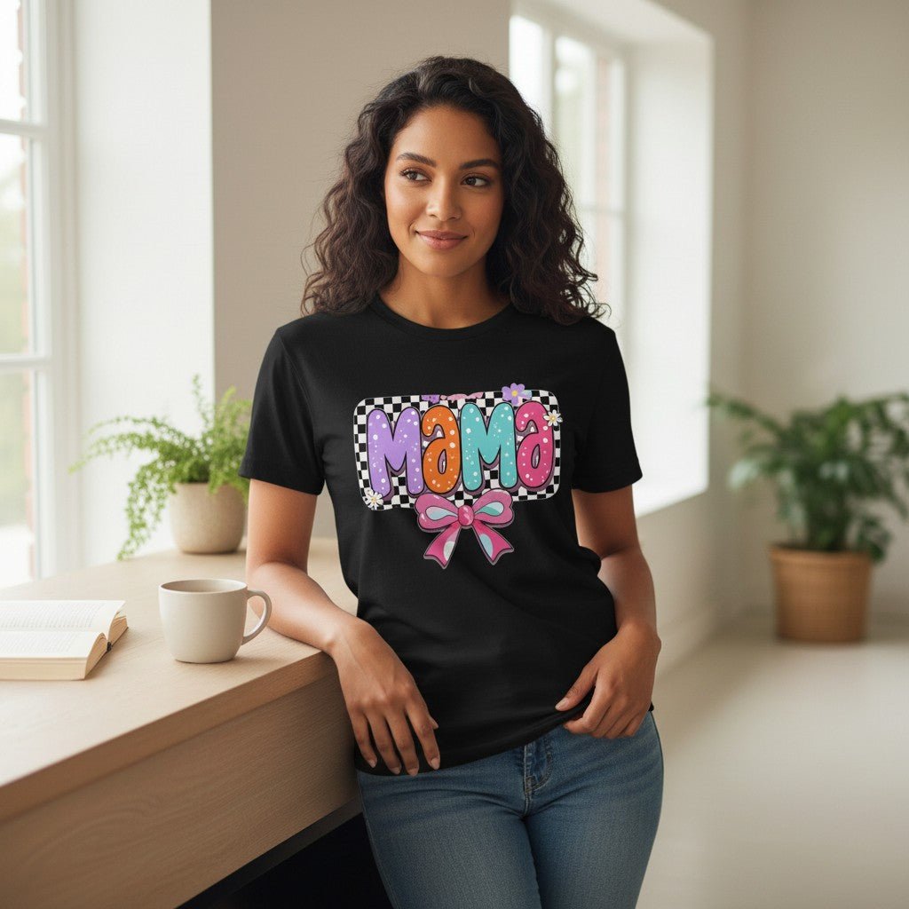 Womens Coquette Mama Shirt Cute Bow Graphic Mothers Day Gift Tee