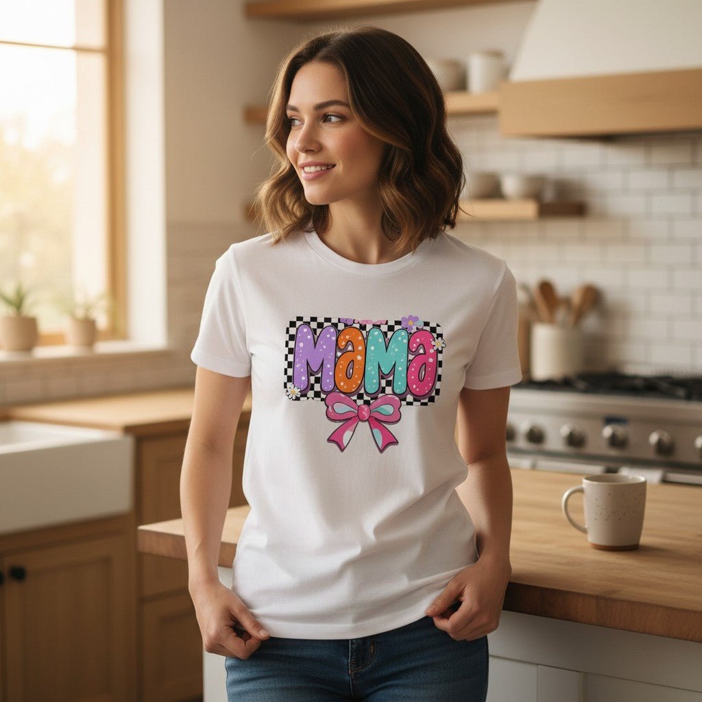 Womens Coquette Mama Shirt Cute Bow Graphic Mothers Day Gift Tee
