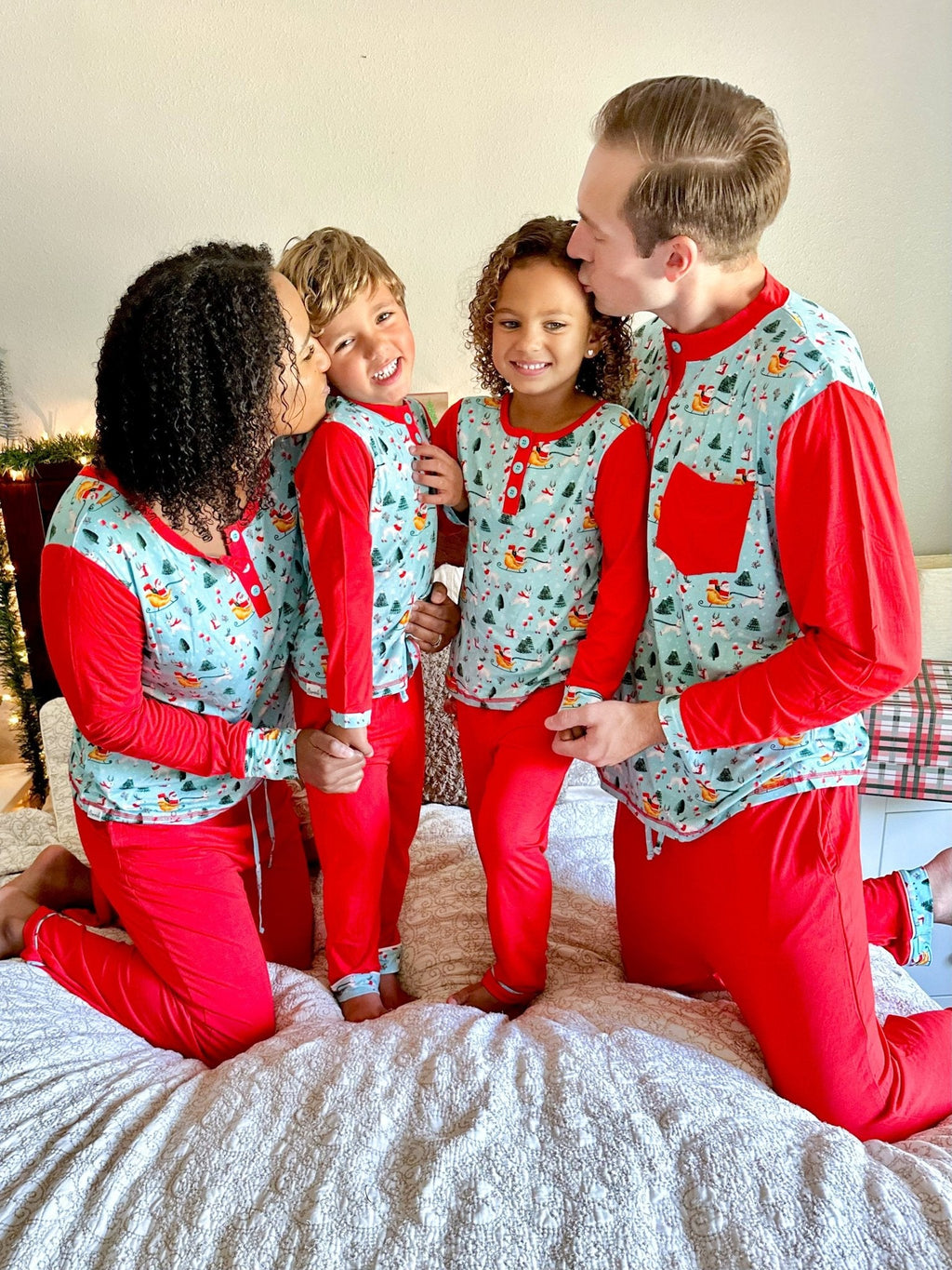Women's Light Santa Bamboo Holiday Pajamas