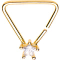 20G 3/8 Clear Star CZ Gem Gold Tone Triangle Seamless Ring