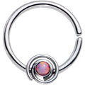 16G 3/8 Pink Synthetic Opal Swirl Set Circular Ring