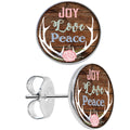 Joy Love Peace Antlers Stud Earrings