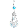 Blue Gem Clover Chandelier Dangle Belly Ring