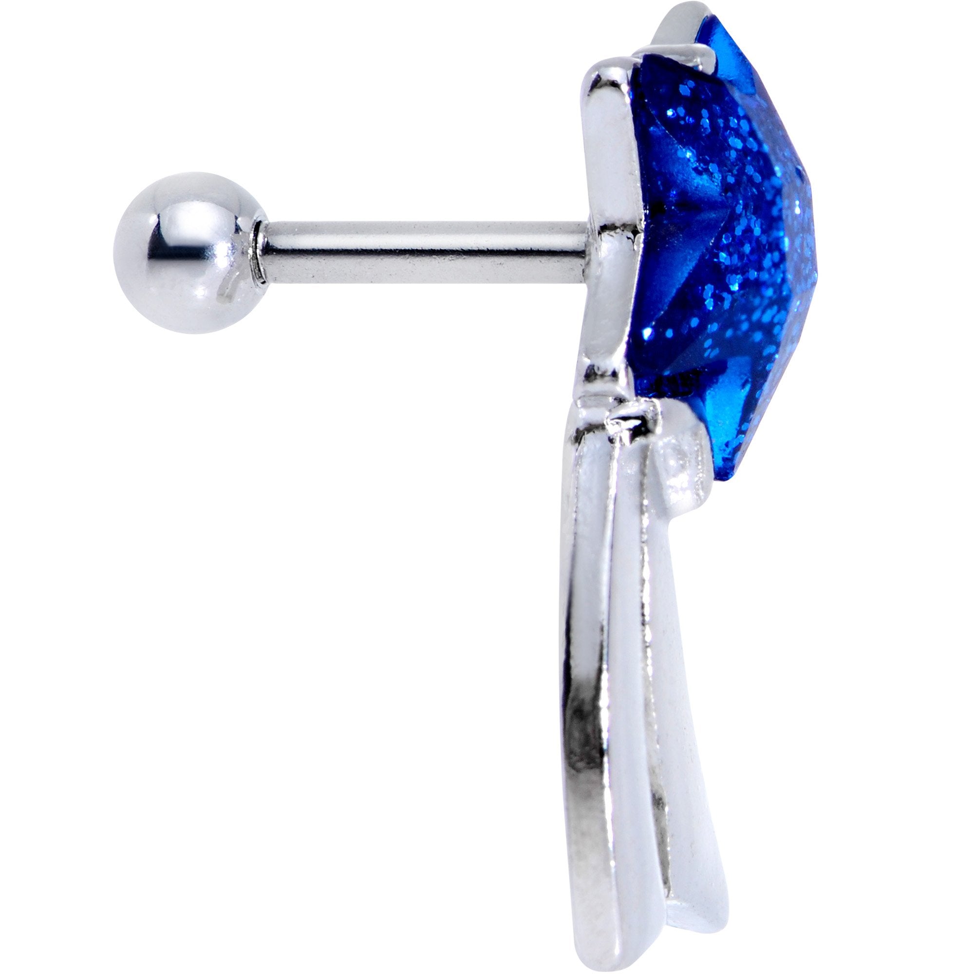 16G 1/4 Blue Gem Star Comet Tragus Cartilage Earring
