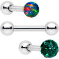 16G 1/4 Green Faux Opal Ball Cartilage Tragus Earring 3 Pack Set