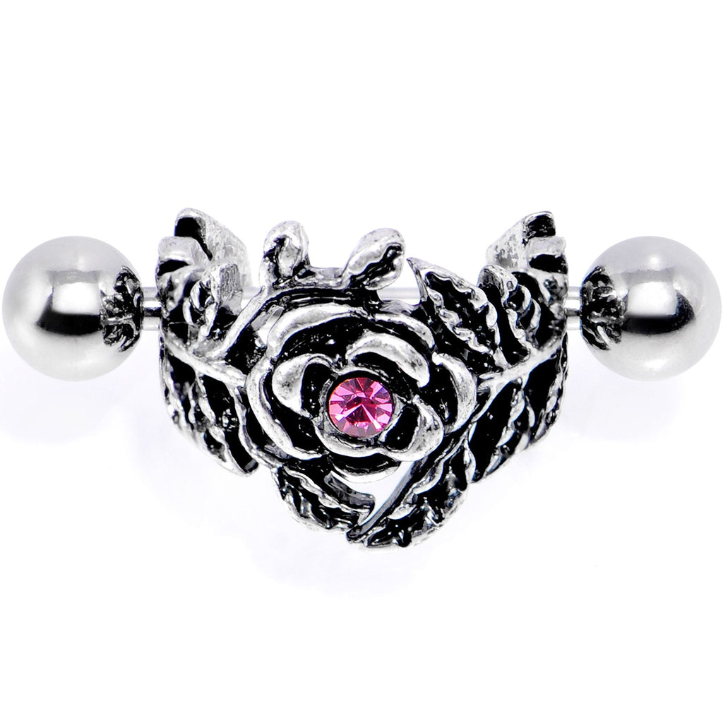 16G 1/2 Pink Gem Floral Wreath Cuff Cartilage Earring