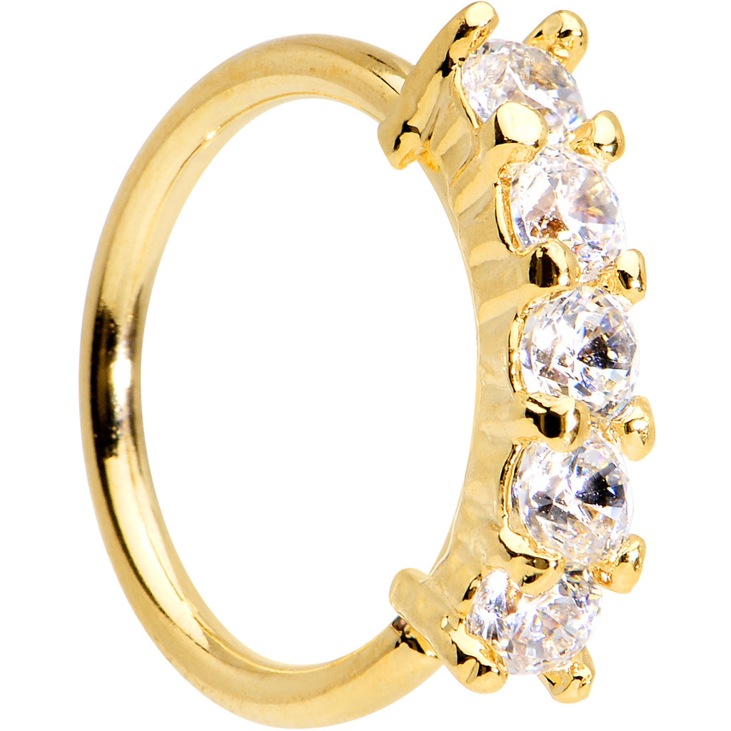 18G 5/16 Clear CZ Gold IP Quintet Seamless Circular Ring