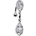 Clear Gem Twin Top Mount Dangle Belly Ring