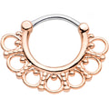 16G 5/16 Rose Gold Tone Tribal Filigree Fan Septum Clicker