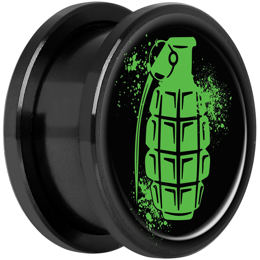 Green Grenade Black Anodized Screw Fit Plug Set 18mm