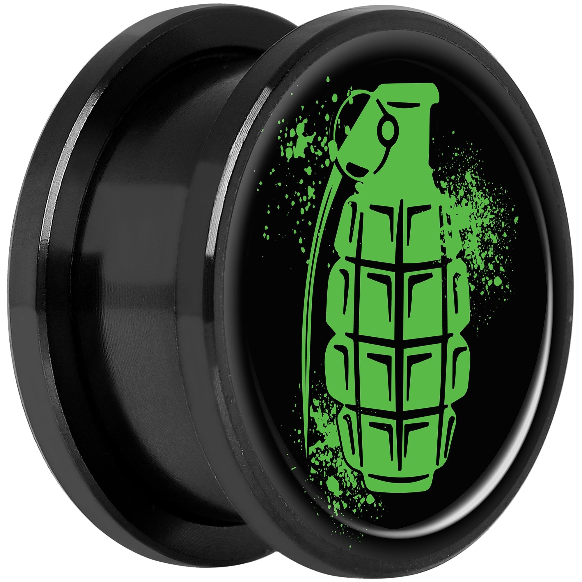 Green Grenade Black Anodized Screw Fit Plug Set 18mm