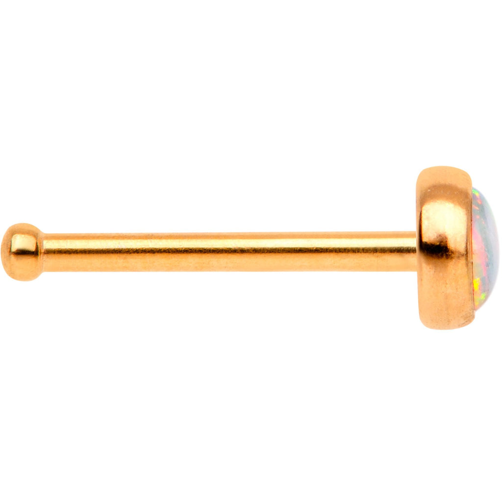White 3mm Synthetic Opal Rose Gold Tone Press Fit Nose Bone