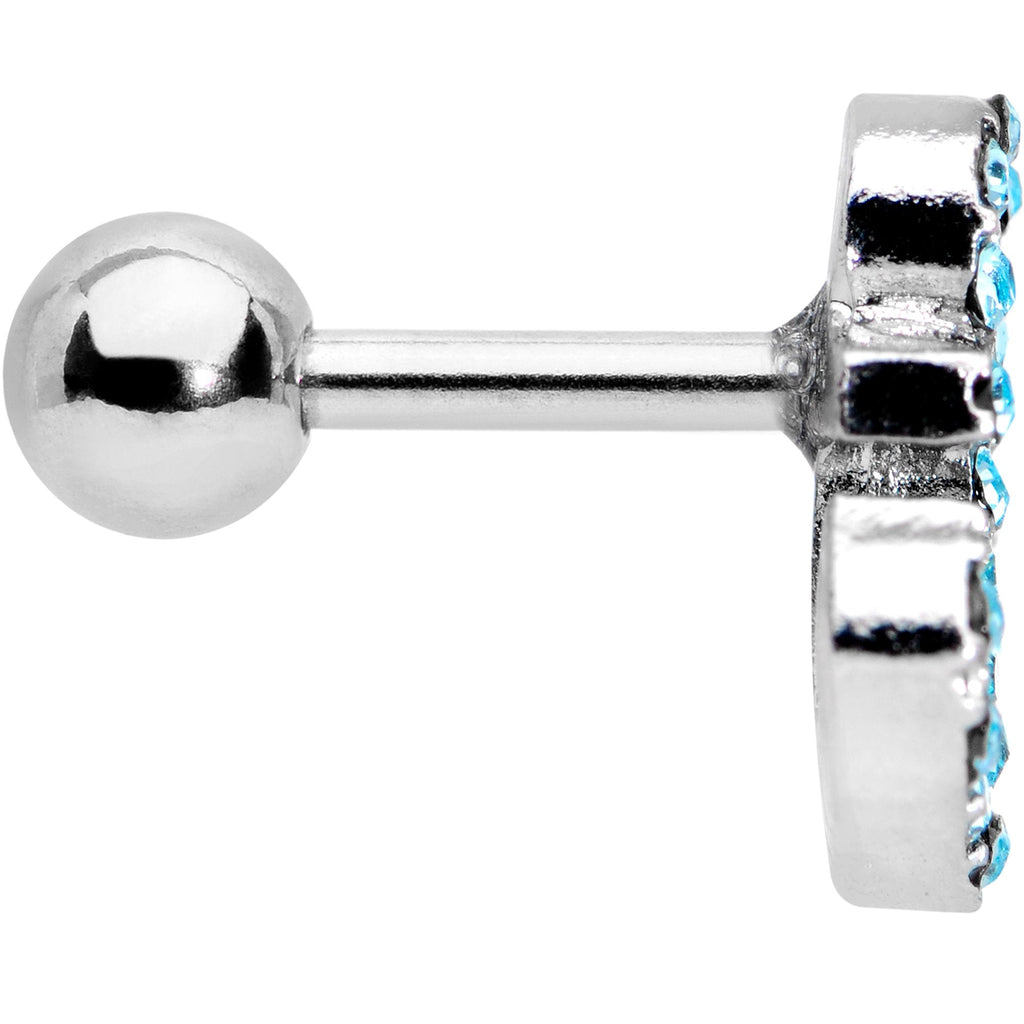 16G 1/4 Aqua Gem Nautical Anchor Cartilage Tragus Earring