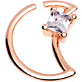 Clear CZ Square Gem Rose Gold Plated Moon Right Daith Cartilage Tragus