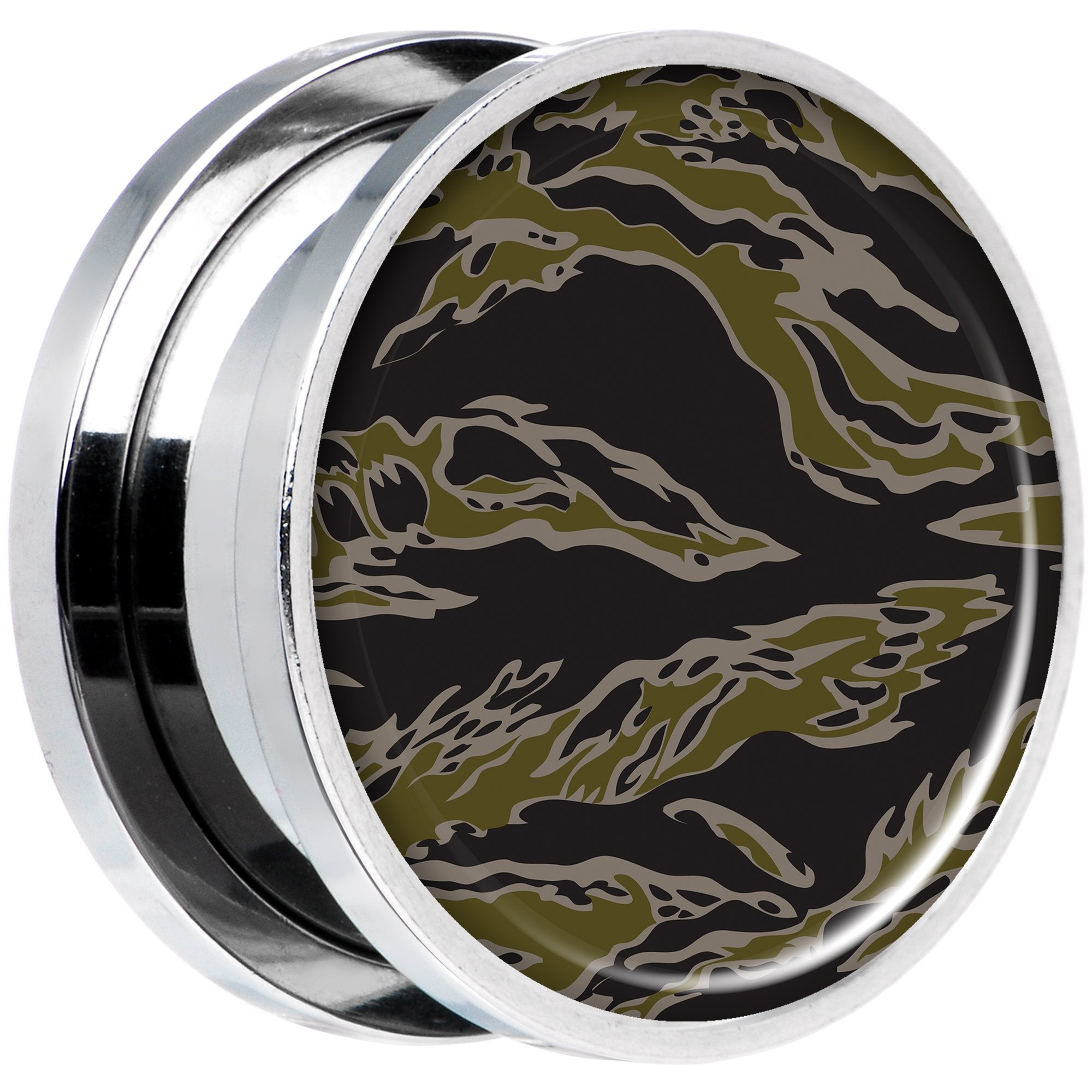 Tiger Camo Print Steel Screw Fit Plug Set 18mm