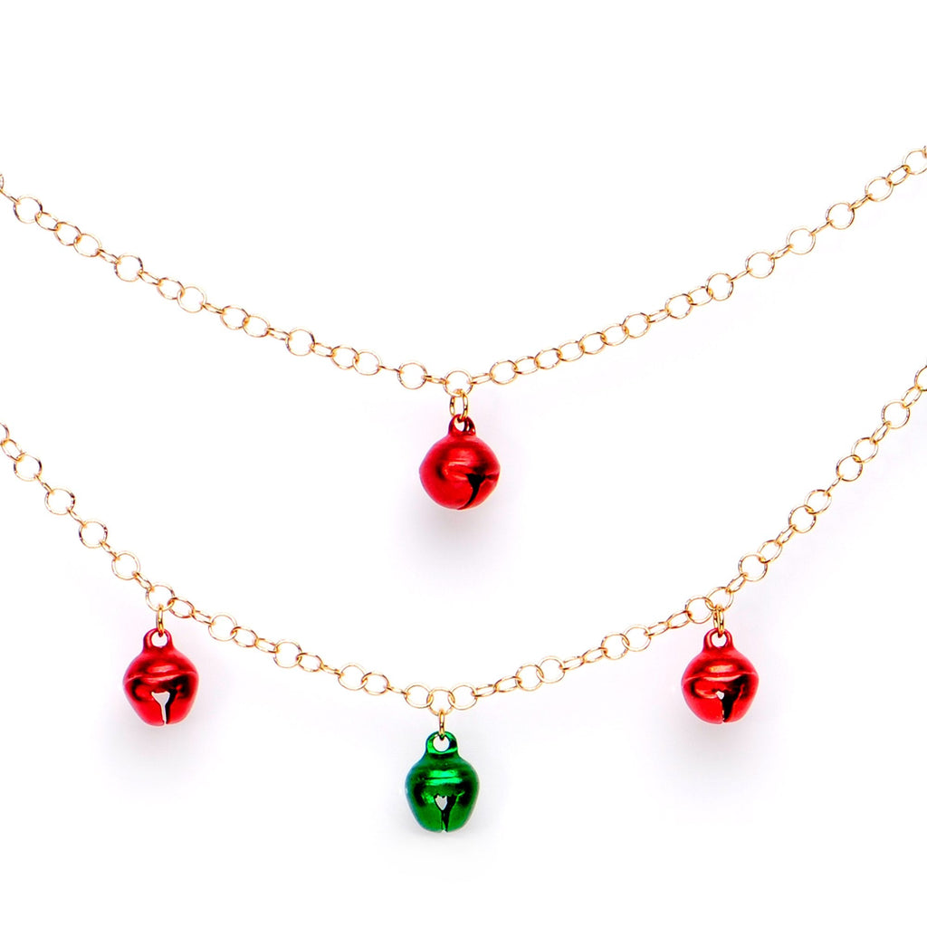 Handcrafted Gold Tone Anodized Christmas Bells Dangle Nipple Chain