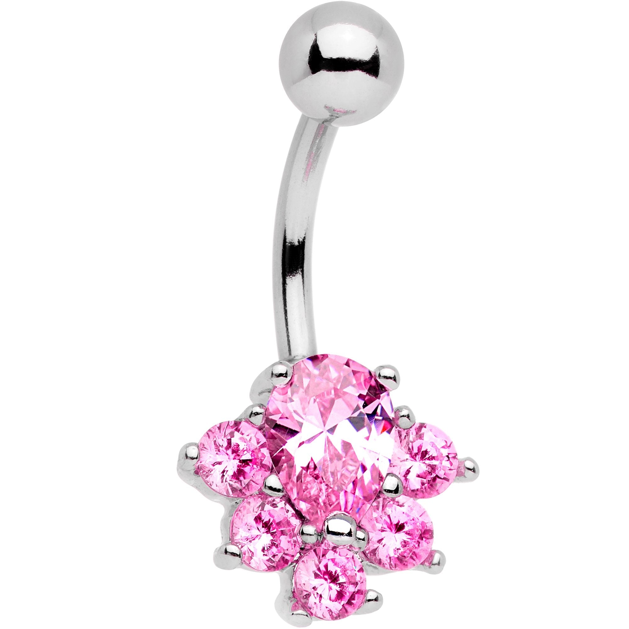 Pink Gem Bursting With Brilliance Belly Ring