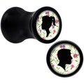 Black Acrylic Man Woman Floral Silhouette Saddle Plug Set 4G