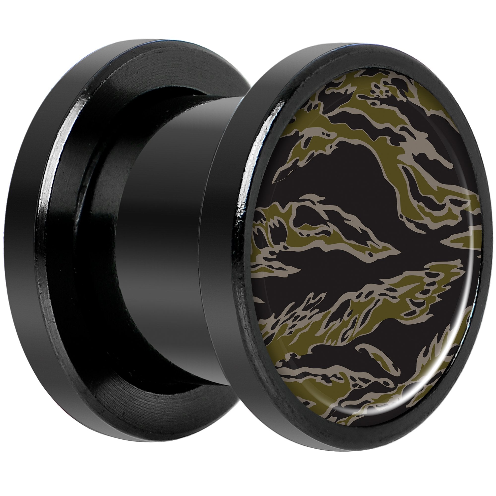 Tiger Camo Print Black Anodized Screw Fit Plug Set 00G