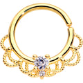 16G 5/16 Clear CZ Gem Gold Plated Seamless Circular Ring