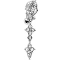 Clear Gem Leafy Vine Top Mount Dangle Belly Ring
